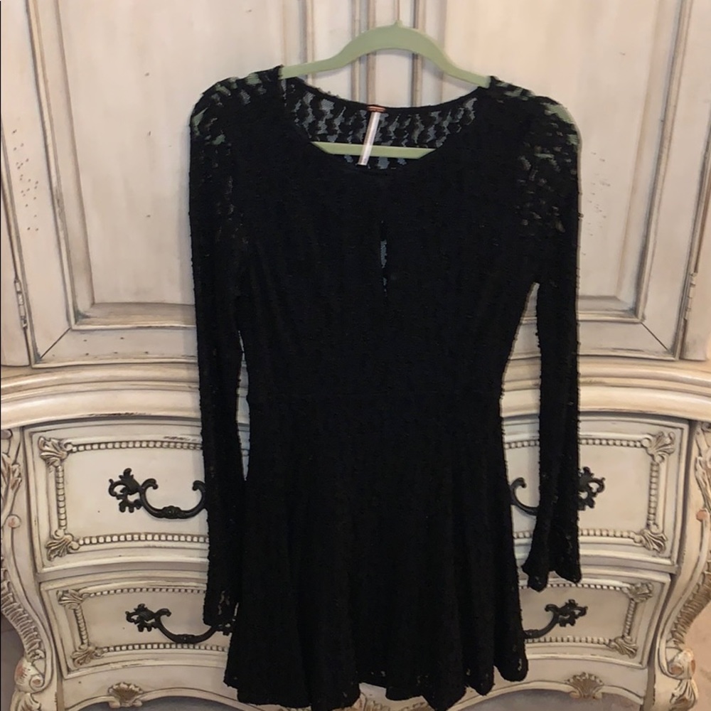 Free People long sleeve stretchy lace skater dress